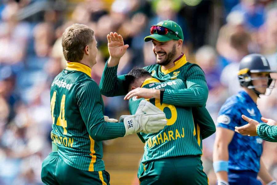 Rickelton, Maharaj and Markam celebrate