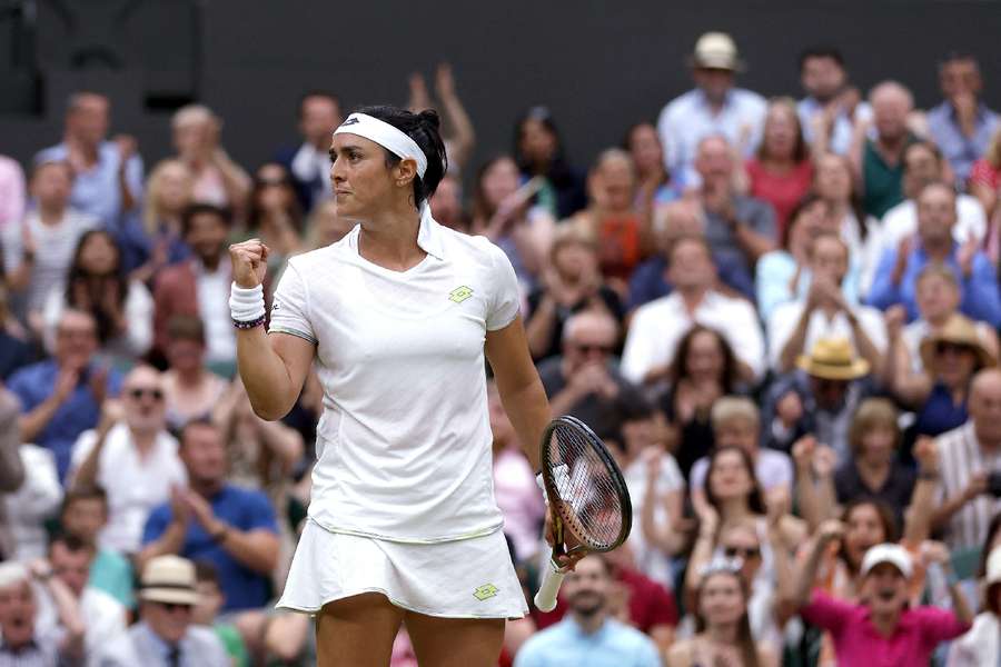 Jabeur reacts during her semi-final