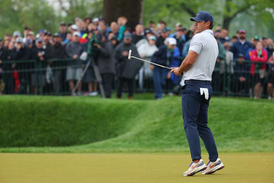 Brooks Koepka of the United States reacts after a putt Brooks Koepka of the United States reacts after a putt
