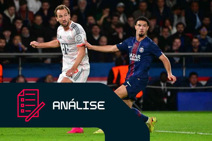 Harry Kane, do Bayern de Munique, num jogo da Liga dos Campeões contra o PSG 