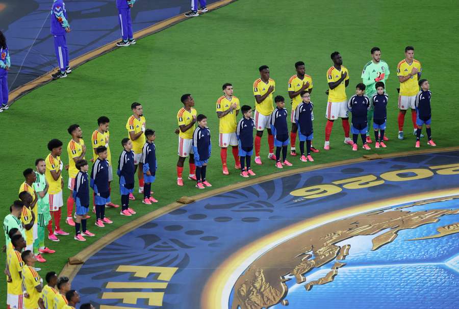Colombia line up for their anthem