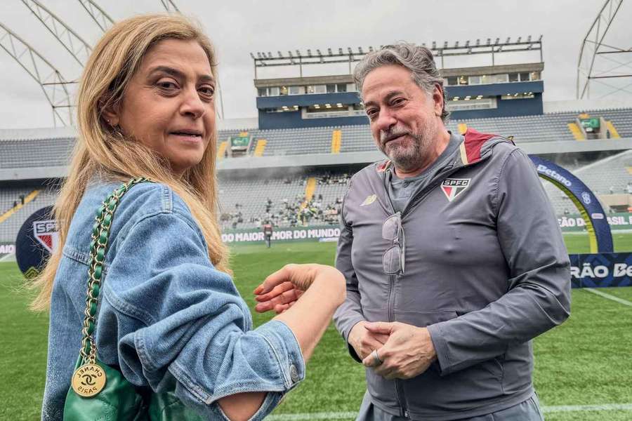 Leila Pereira, presidente do Palmeiras, e Julio Casares, do São Paulo