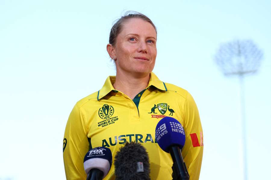Australia captain Alyssa Healy talks to the media in Brisbane on Friday.