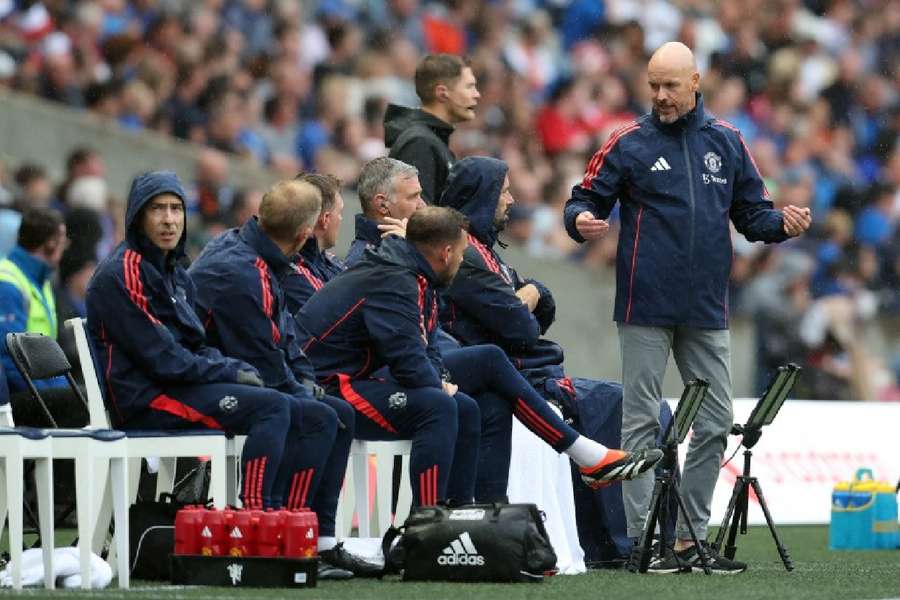 Man Utd manager Erik ten Hag on the touchline