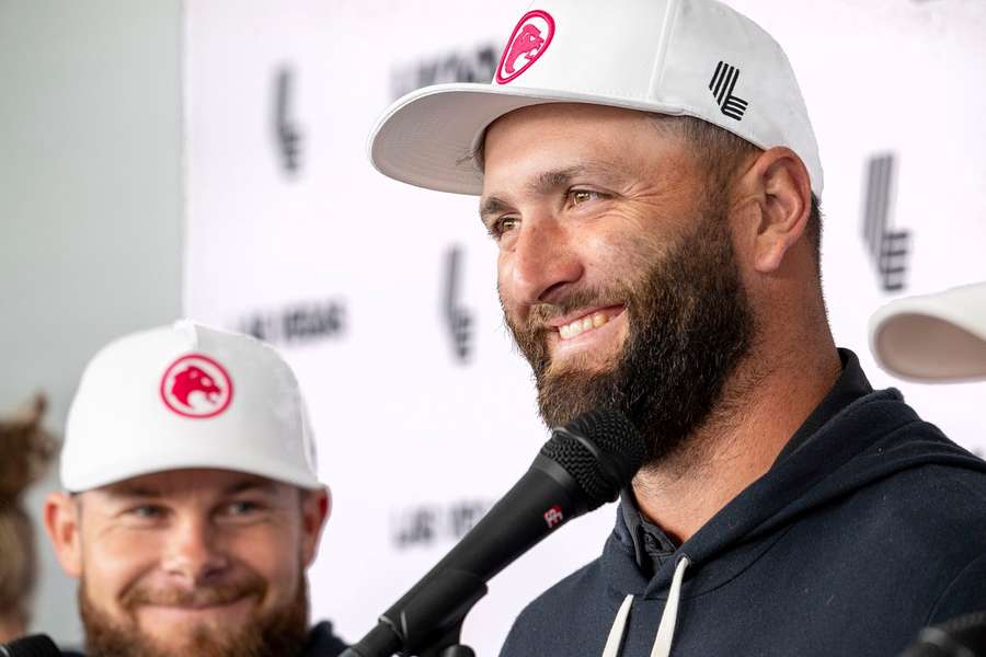 Jon Rahm during a press conference ahead of the new LIV season