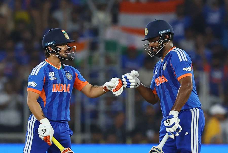 India's Ishan Kishan bumps fists with Sanju Samson India's Ishan Kishan bumps fists with Sanju Samson