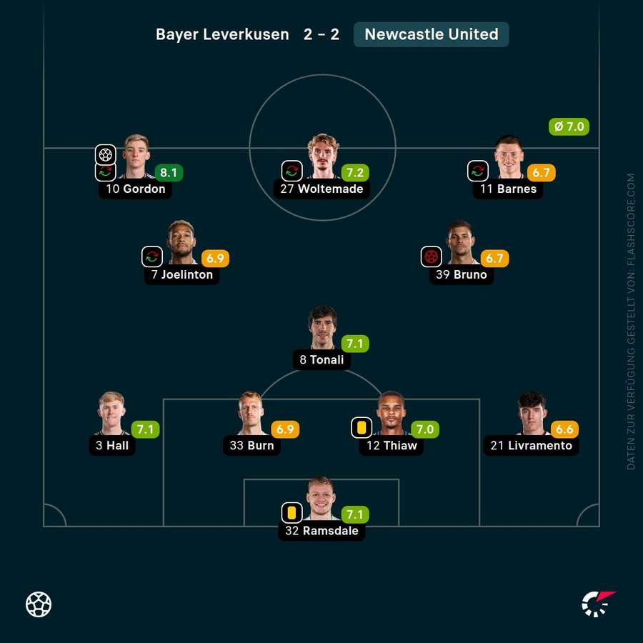 Spielernoten: Newcastle United Spielernoten: Newcastle United