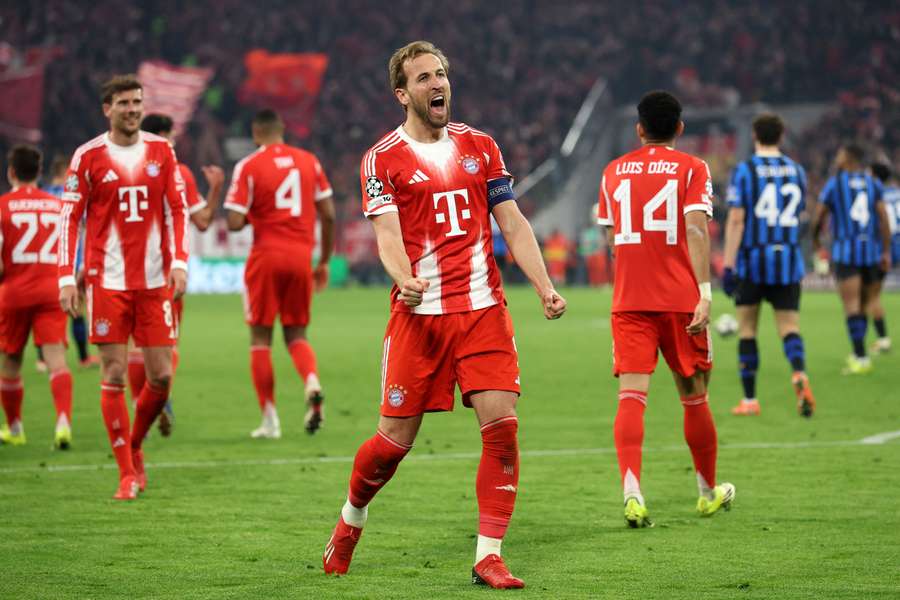 Harry Kane (Bayern Munich) célèbre son but face à l’Atalanta, le 18 mars 2026 à Munich.