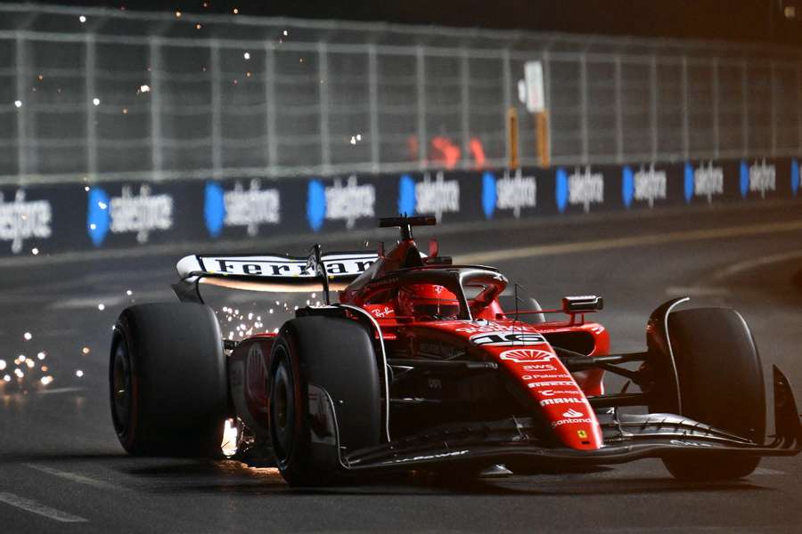 Ferrari driver Charles Leclerc races during the second practice session