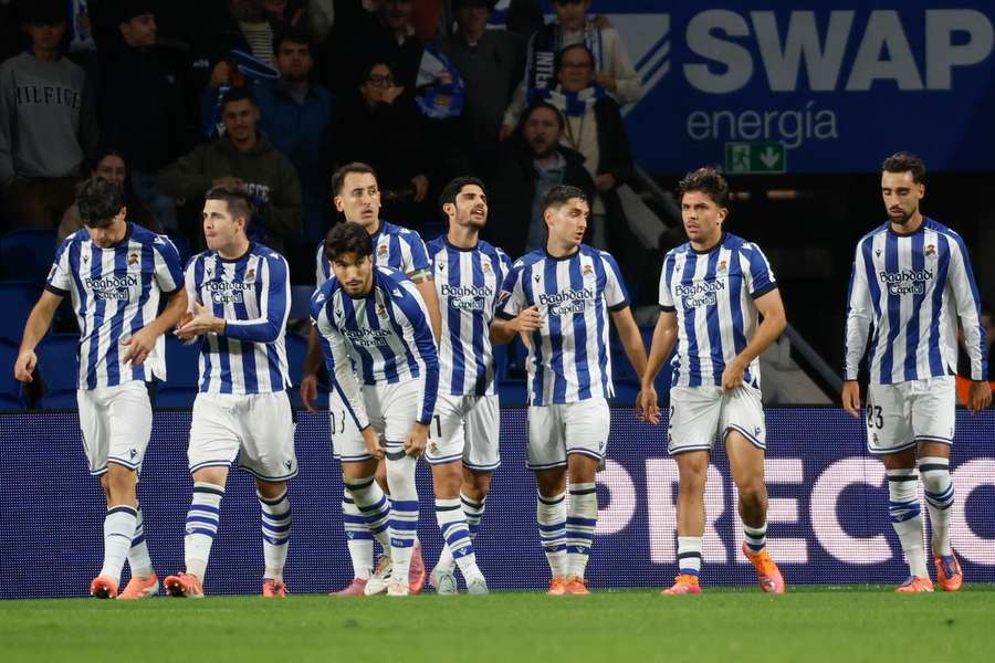 Real Sociedad celebrate against Sevilla Real Sociedad celebrate against Sevilla