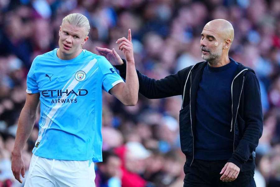 Pep Guardiola com Haaland