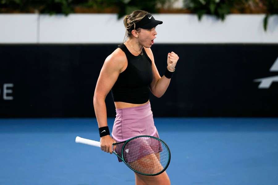 Badosa celebrates during her match