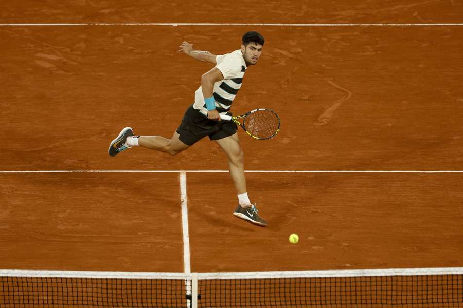 Alcaraz in action at the French Open