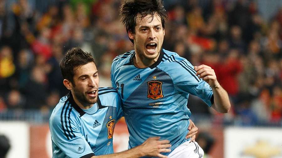 Silva y Jordi Alba, con la selección española