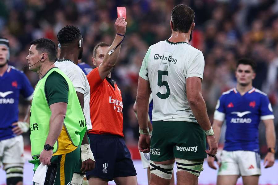 Lock Lood de Jager was red-carded in South Africa's victory over France Lock Lood de Jager was red-carded in South Africa's victory over France