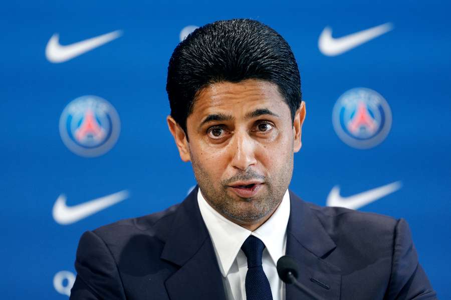 Nasser Al-Khelaïfi la conferința de presă a lui Luis Enrique de miercuri.