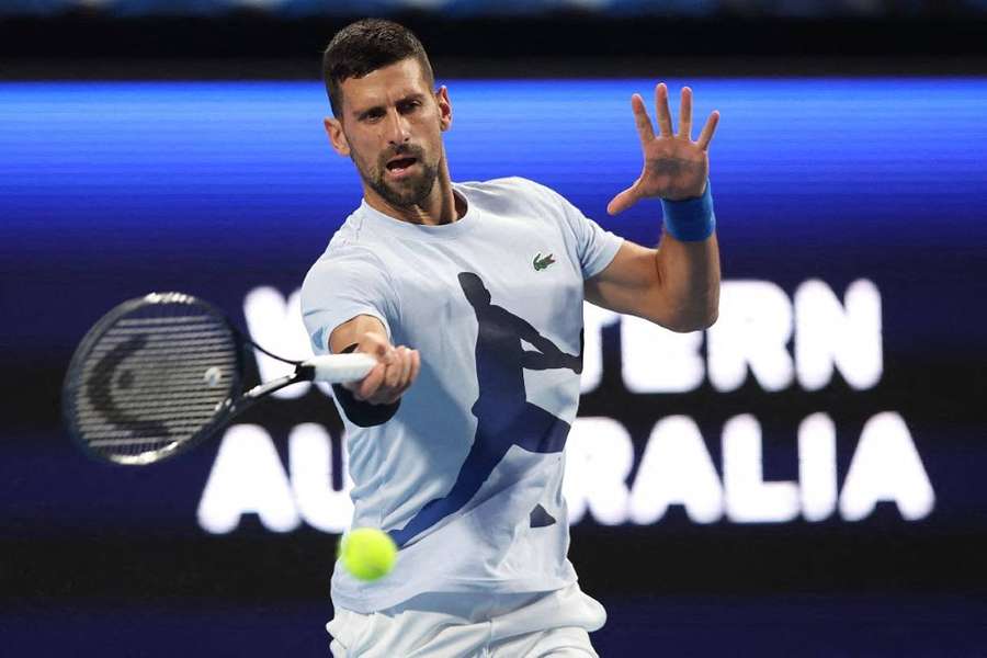 Djokovic em treino na quinta-feira.