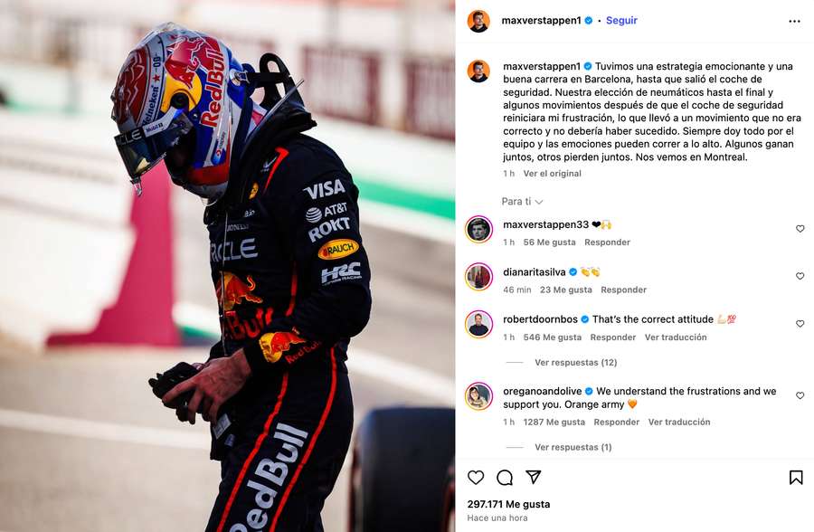 La publicación de Max Verstappen.