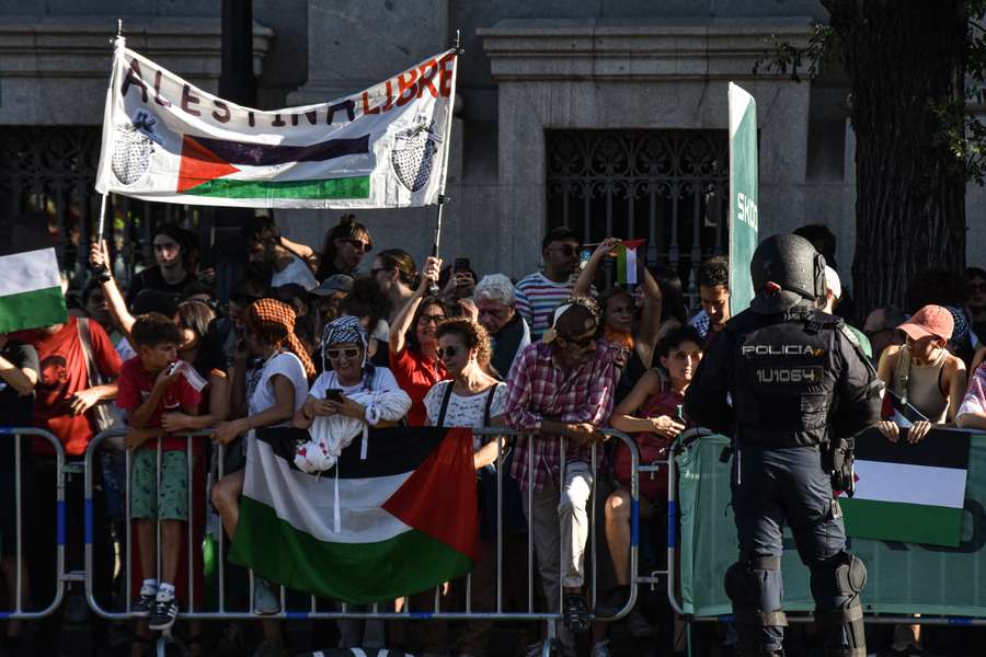 Manifestantes brindan su apoyo a Palestina