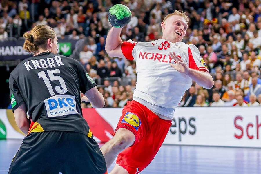 Emil Bergholt an action for Denmark against Germany in May