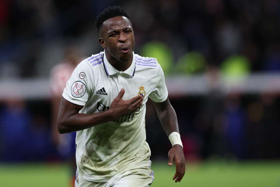 Vinicius Junior celebrates after scoring Real Madrid's third goal