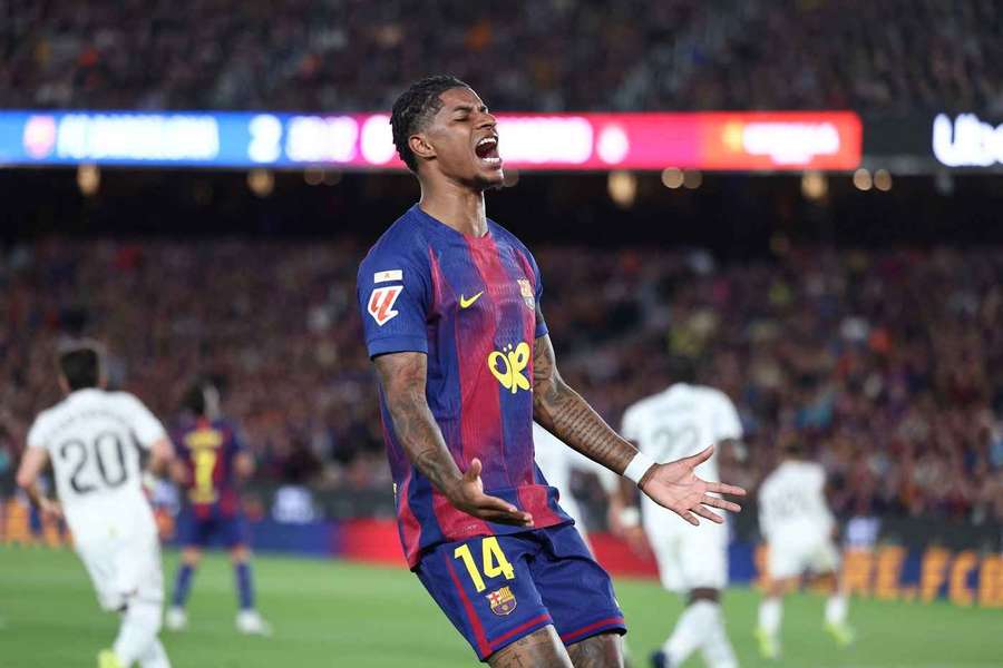 Marcus Rashford ended Barcelona’s 14-year El Clasico free-kick drought on Sunday