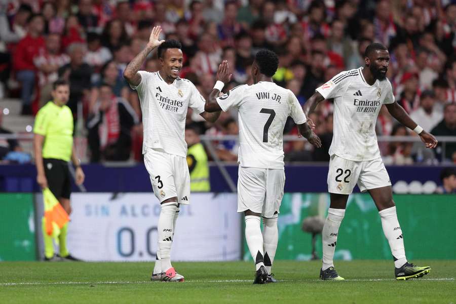 Eder Militao celebra su gol ante el Atlético de Madrid