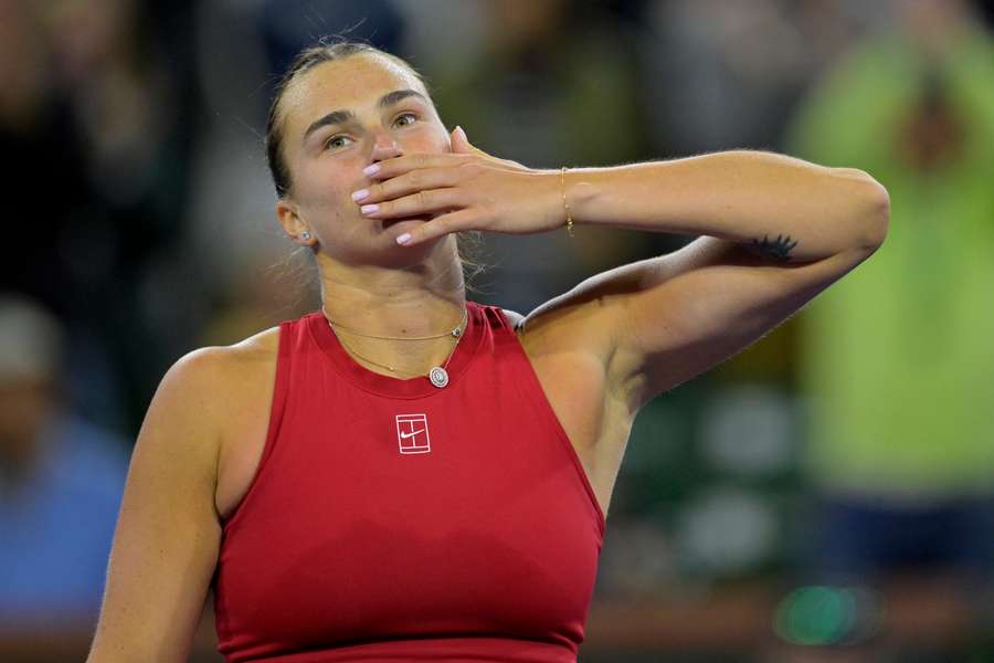 Sabalenka celebrates after the match