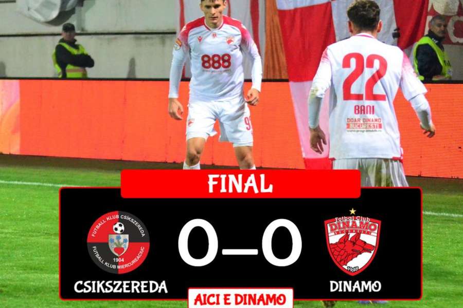 Al doilea egal consecutiv pentru Dinamo