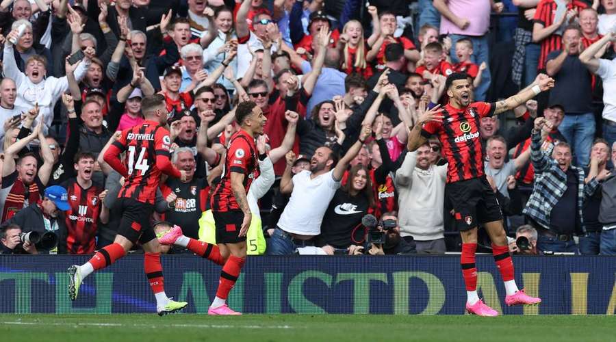 Dominic Solanke celebrates scoring as Bournemouth take the lead Dominic Solanke celebrates scoring as Bournemouth take the lead
