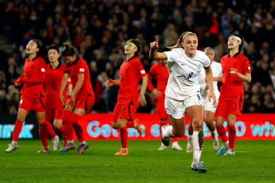 England's Georgia Stanway opened the scoring five minutes before the break