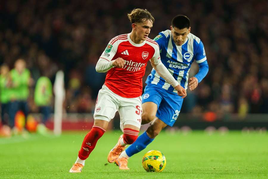 Arsenal-Youngster Max Dowman im Ligapokal-Spiel gegen Brighton.