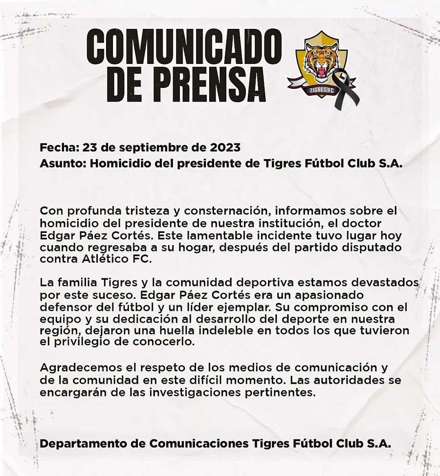 Declaração do clube