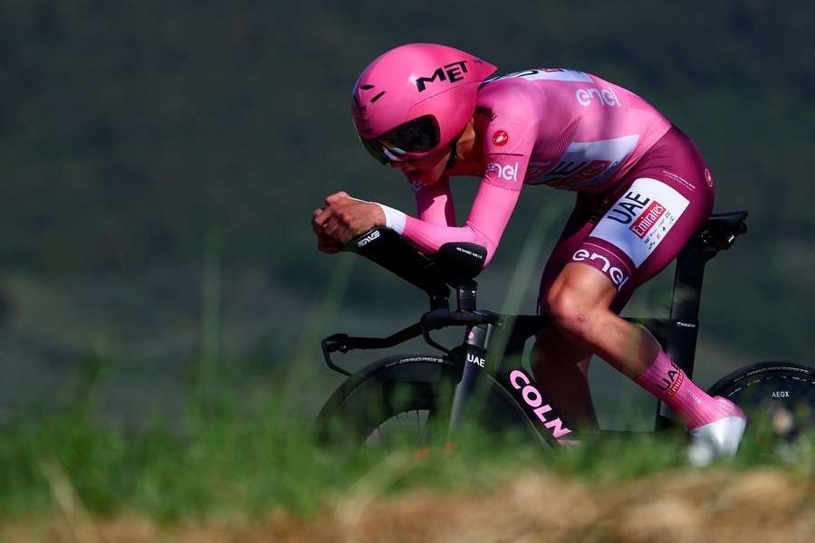 Tadej Pogacar competes during the seventh stage of the Giro d'Italia