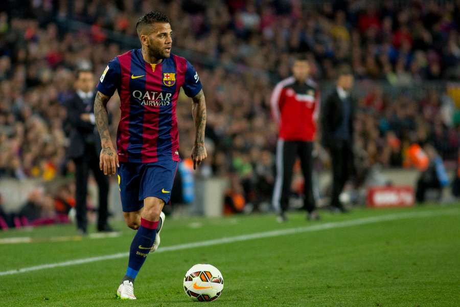 Dani Alves avec le FC Barcelone lors d’un match de Liga face à l’UD Almería au Camp Nou (8 avril 2015).