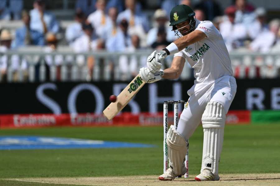Aiden Markram cuts for South Africa during his match-winning innings