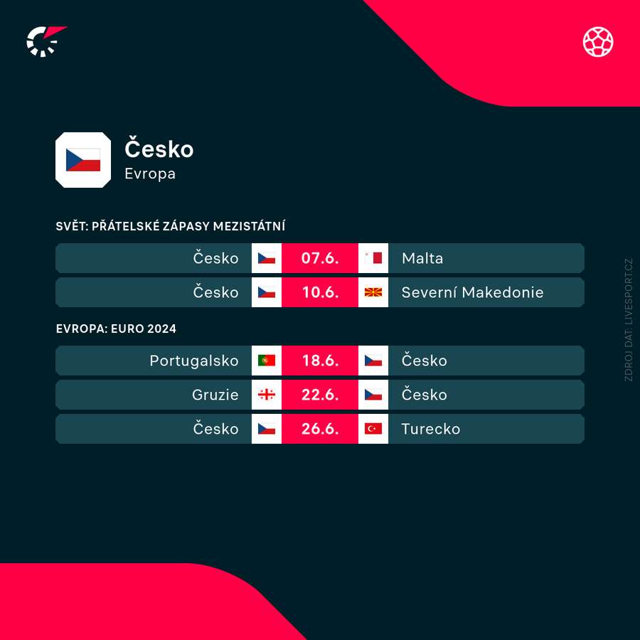 Zápasový program české reprezentace.