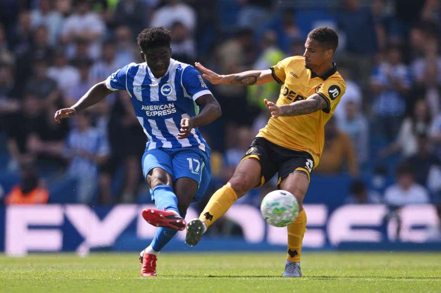 Joao Gomes in action for Wolves