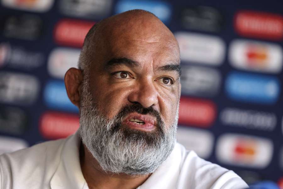 Fiji head coach Simon Raiwalui attends the team announcement press conference