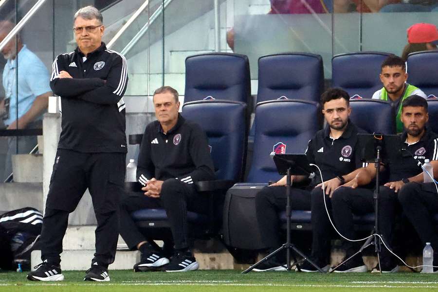 Inter Miami coach Gerardo Martino watches on