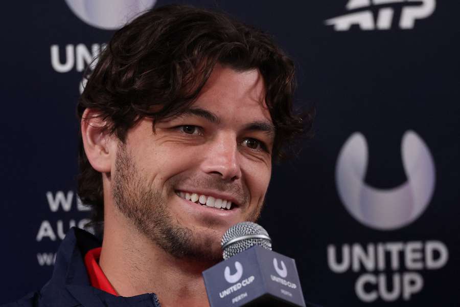 Taylor Fritz speaks to reporters at a United Cup media opportunity. Taylor Fritz speaks to reporters at a United Cup media opportunity.