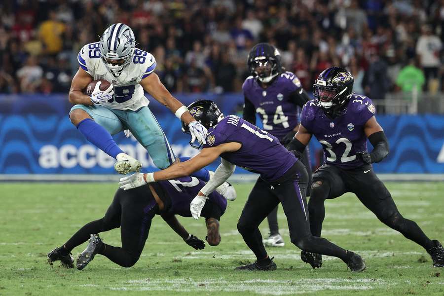 Kyle Hamilton durante vitória dos Ravens sobre os Cowboys por 34 a 31, no Maracanã Kyle Hamilton durante vitória dos Ravens sobre os Cowboys por 34 a 31, no Maracanã
