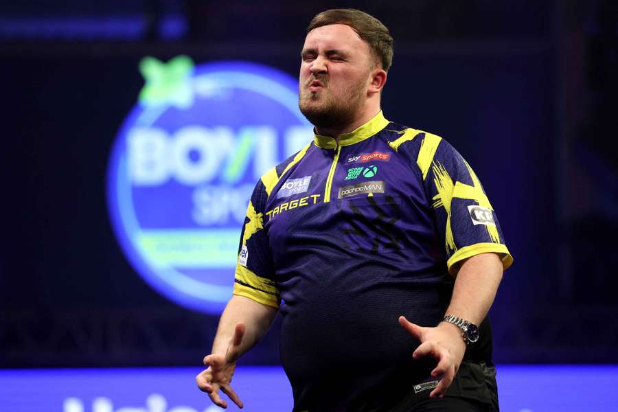 Luke Littler reacts during the Boyle Sports World Grand Prix