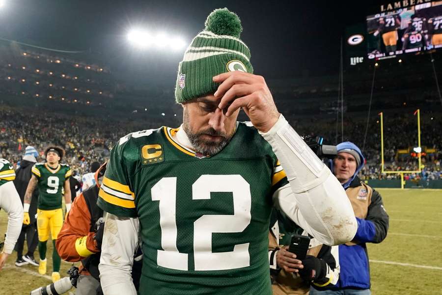 Aaron Rodgers após uma partida dos Packers na NFL