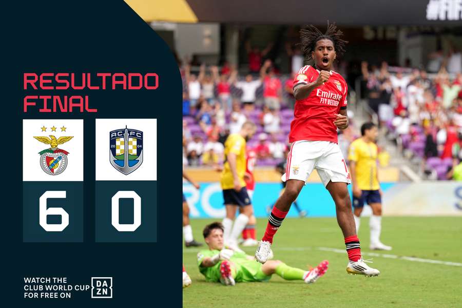 Leandro Barreiro entrou e bisou na goleada do Benfica