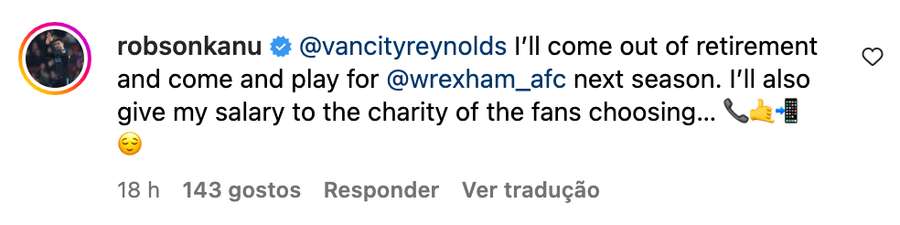 O comentário feito por Robson-Kanu