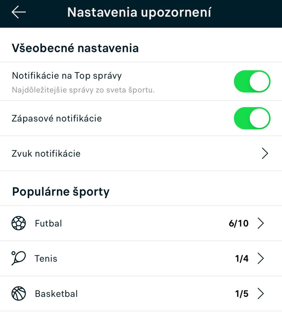 Notifikácie na mieru.