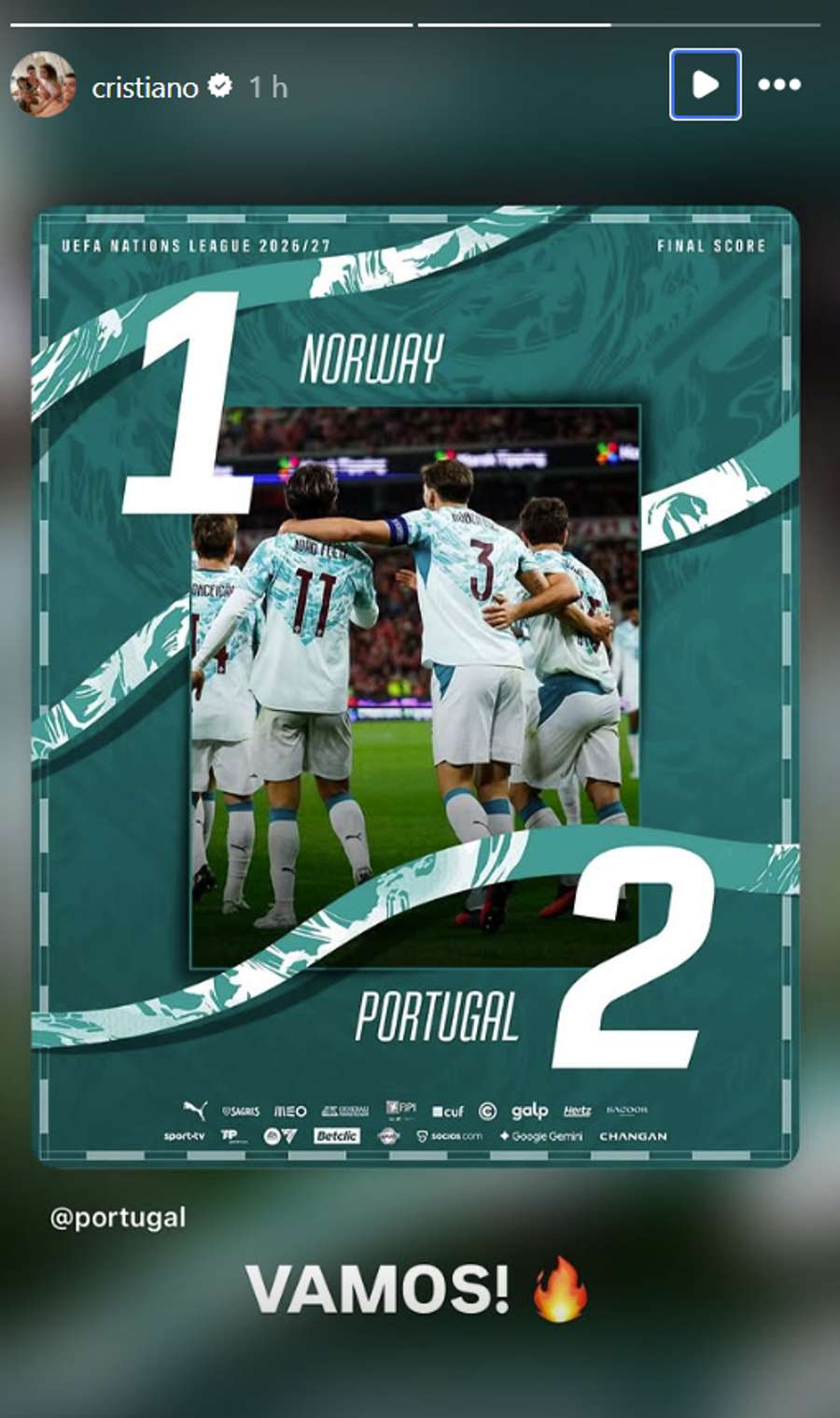 A publicação de Cristiano Ronaldo A publicação de Cristiano Ronaldo