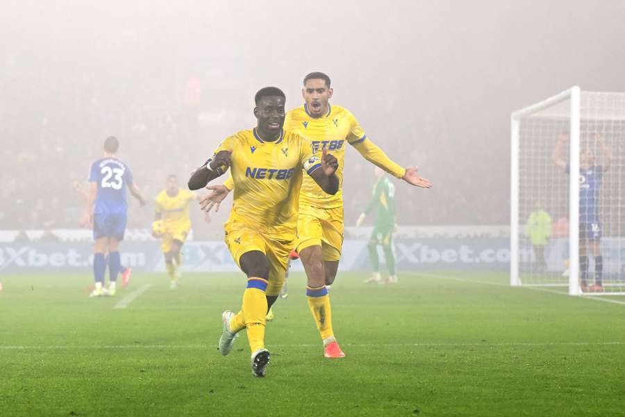 Marc Guehi celebrates scoring Palaces' second goal