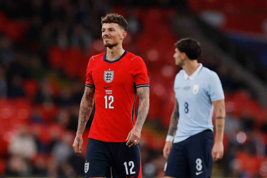 England's Ben White reacts